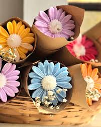 Pink Daisy Flower Candle Bouquet (Set of 4)